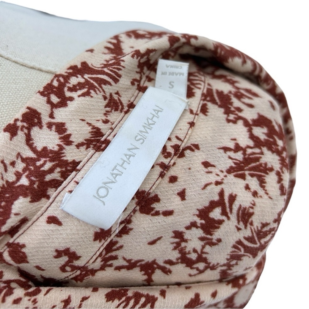 Jonathan Simkhai ✘ Floral-Print Long Sleeve Button Collared Shirt, Sienna, S - Picture 5 of 8